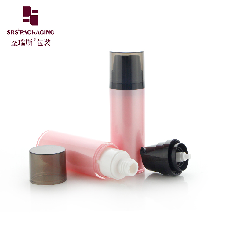 Hot sale Custom Pink AS Plastic Round Cosmetic Lotion Airless Pump Bottle 15ml 30ml 50ml