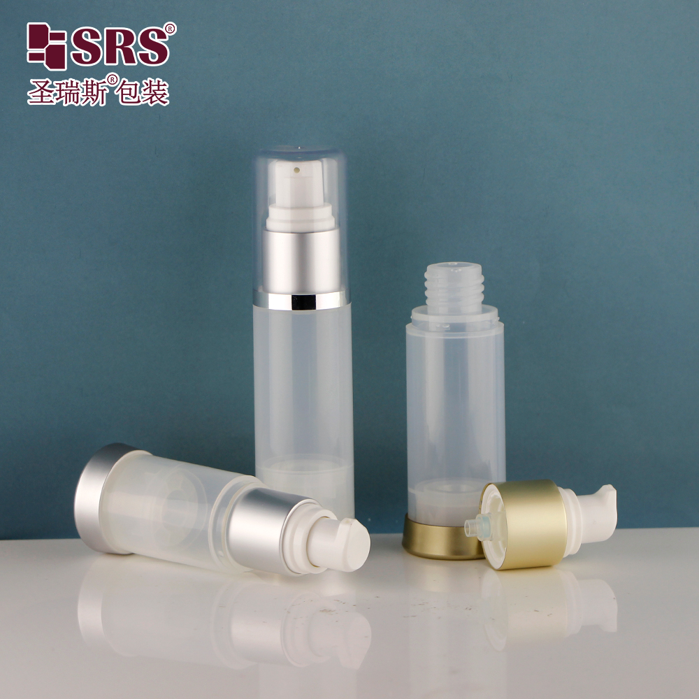 Cylindrical 15ML 30ML 50ML PP Plastic Airless Pump Bottle With Snap Lotion Pump