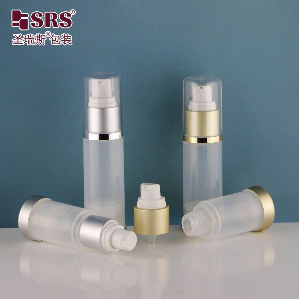 Cylindrical 15ML 30ML 50ML PP Plastic Airless Pump Bottle With Snap Lotion Pump