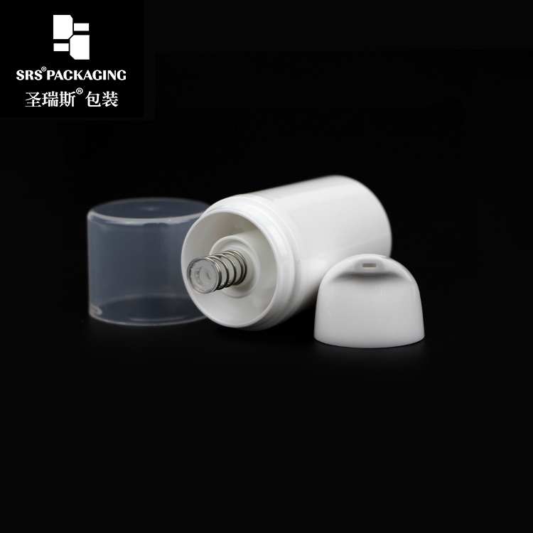 Customized White PP Plastic Eco-friendly Airless Lotion Pump Bottle 15ml 30ml 50ml