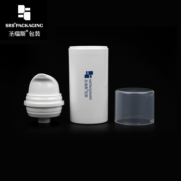 Customized White PP Plastic Eco-friendly Airless Lotion Pump Bottle 15ml 30ml 50ml