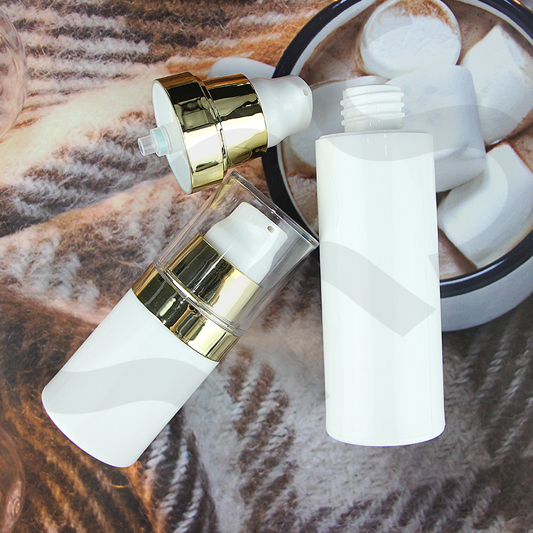 Luxury 15ml 30ml 50ml white  PP plastic Vacuum bottle with Airless pump for emulsion