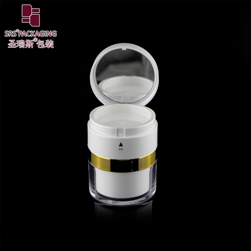 A102 Acrylic luxury black white plastic cosmetic new airless cream jar with mirror