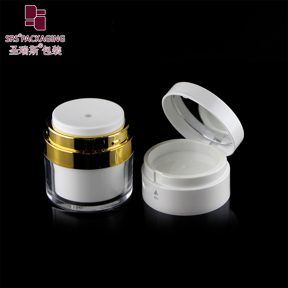 A102 Acrylic luxury black white plastic cosmetic new airless cream jar with mirror