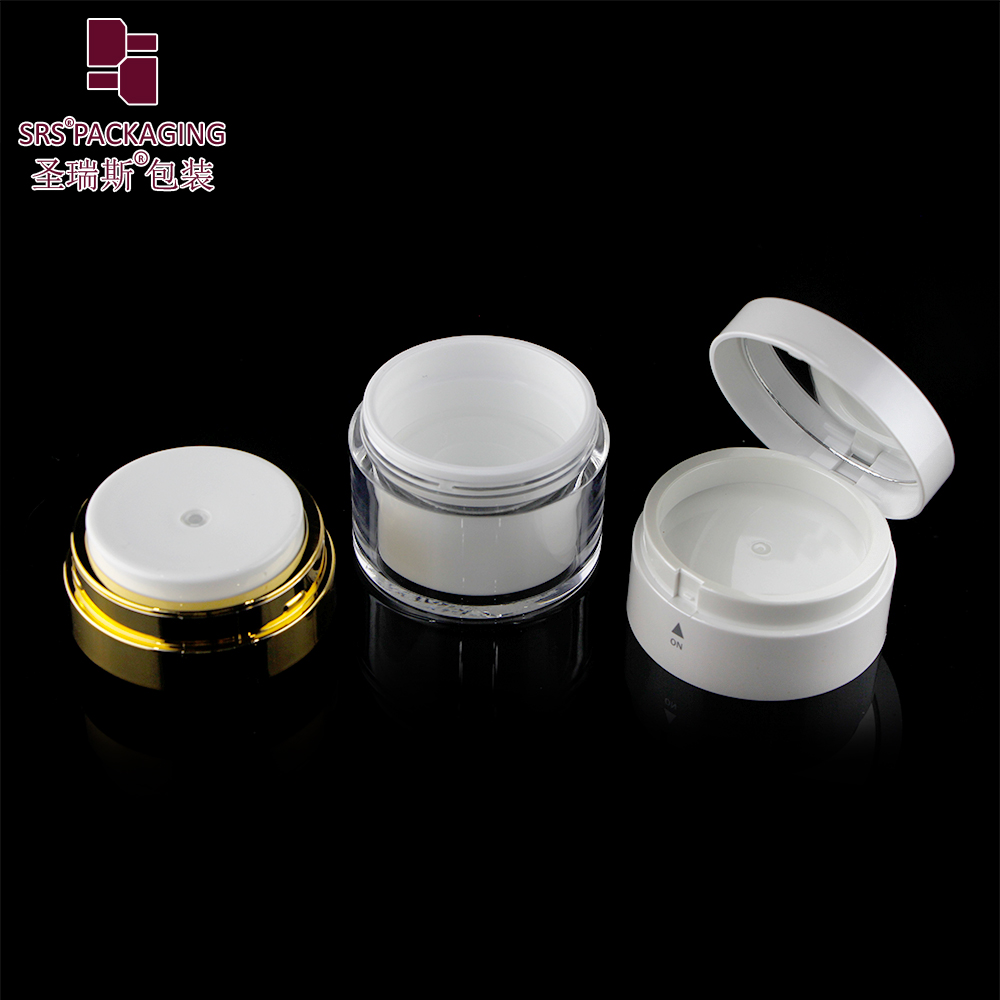 A102 Acrylic luxury black white plastic cosmetic new airless cream jar with mirror