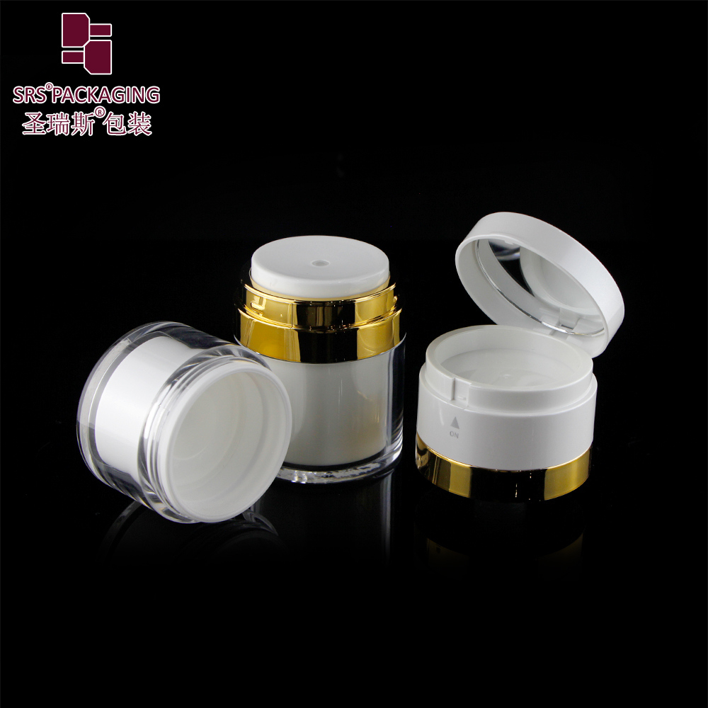 A102 Acrylic luxury black white plastic cosmetic new airless cream jar with mirror