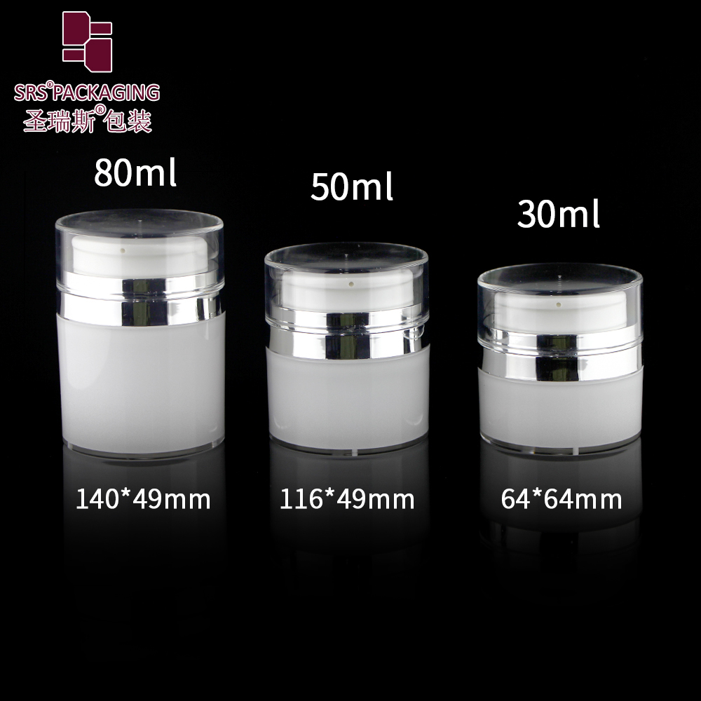 A104 Luxury Round Acrylic Airless Pump Container 30ml 50ml Vacuum Airless Jar