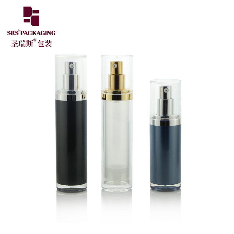 A302 Wholesale Pearl White Acrylic Round Cosmetic Lotion Pump Bottle 15ml 30ml 50ml