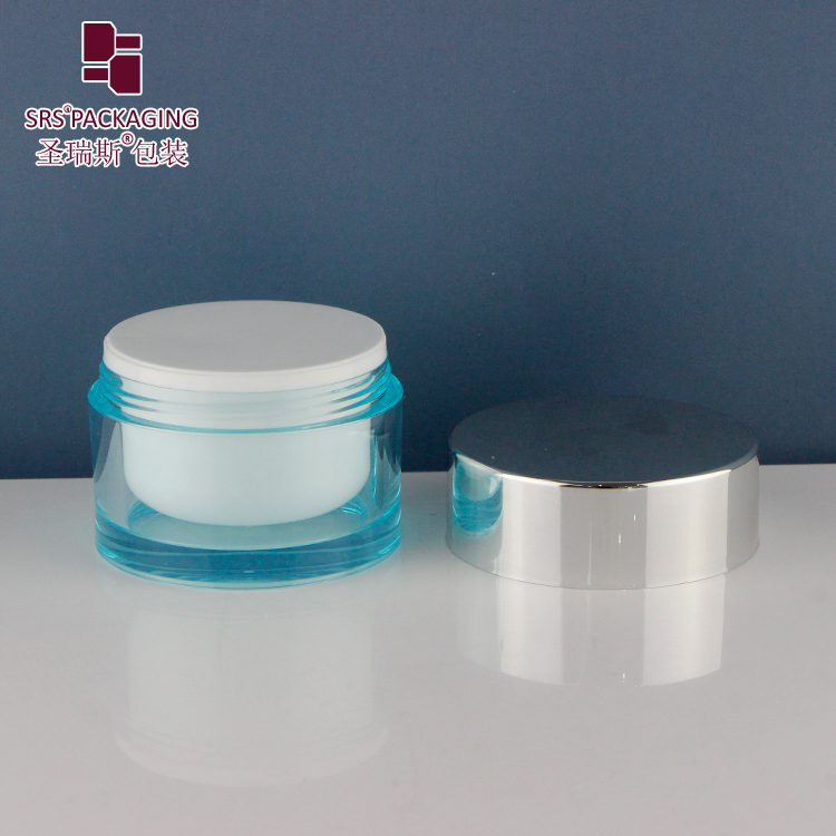 J0210B Factory Supply Empty Cosmetic Packaging Fancy Cream Jar With Luxury Aluminum Lid 30g 50g