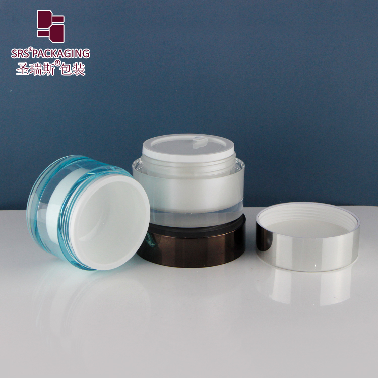 J0210B Factory Supply Empty Cosmetic Packaging Fancy Cream Jar With Luxury Aluminum Lid 30g 50g