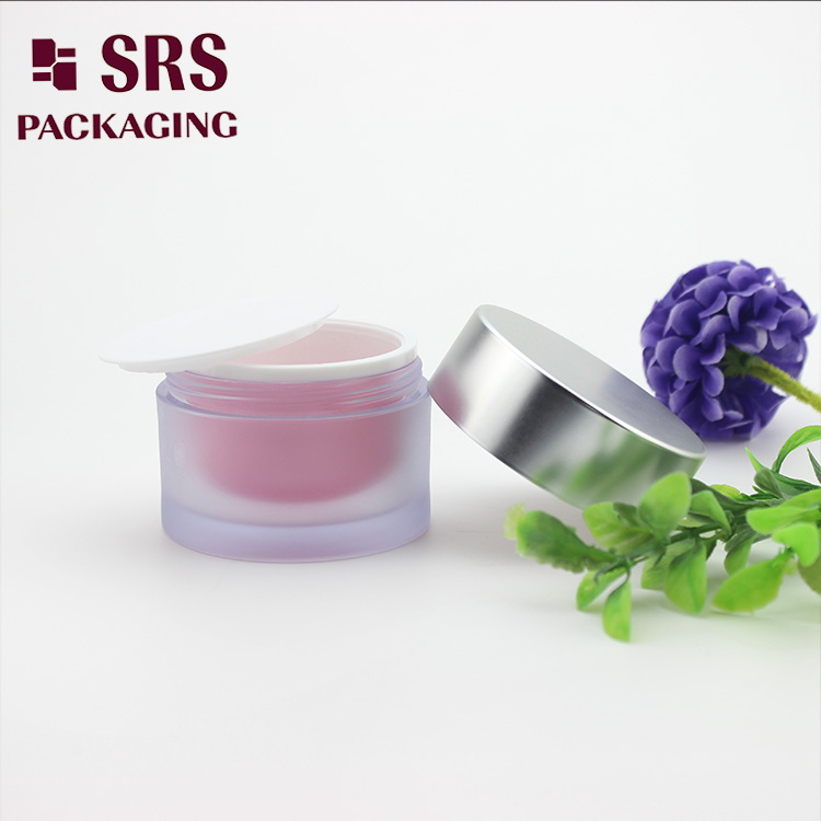 J0210B Factory Supply Empty Cosmetic Packaging Fancy Cream Jar With Luxury Aluminum Lid 30g 50g