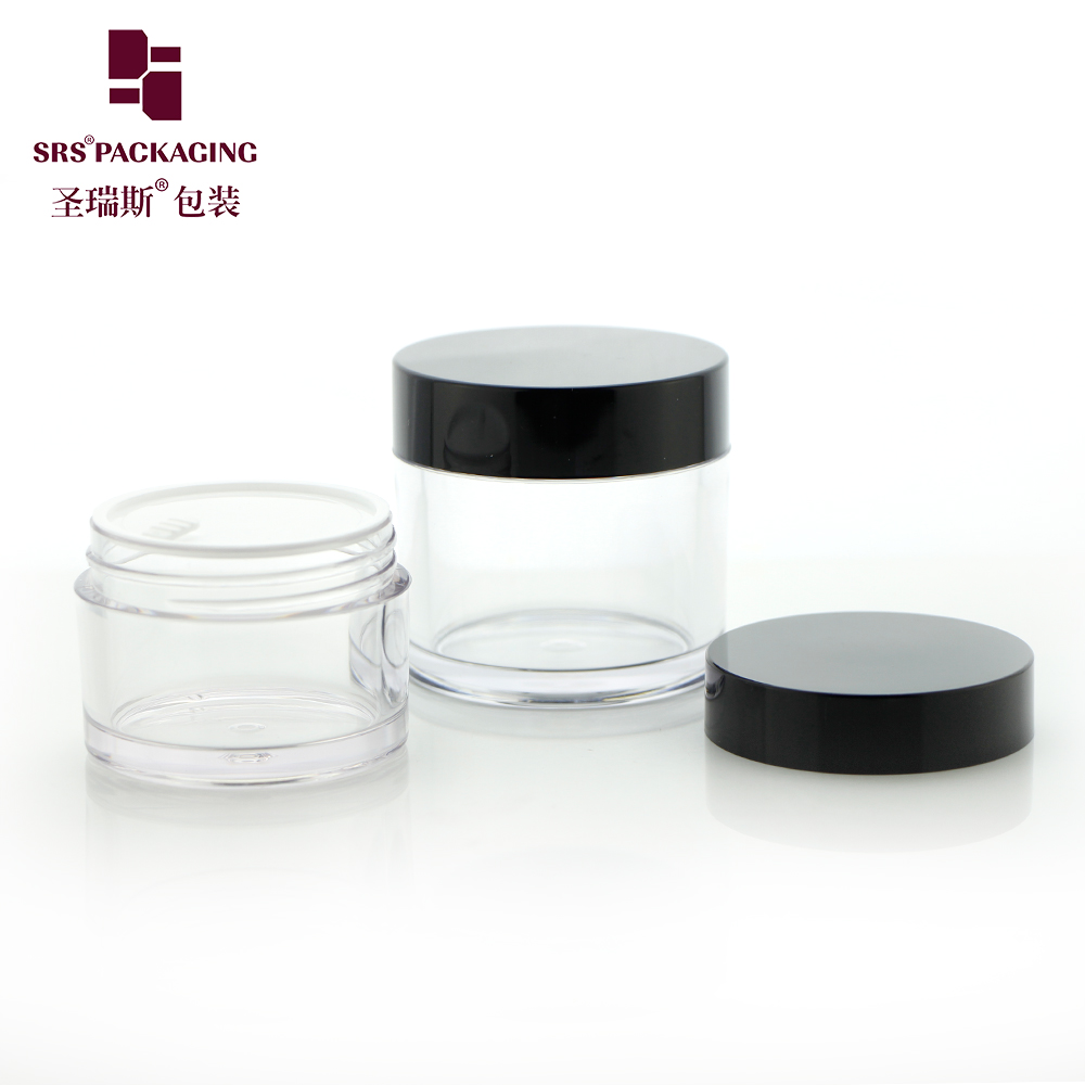 Different capacities transparent custom color petg cosmetic jars with logo printing