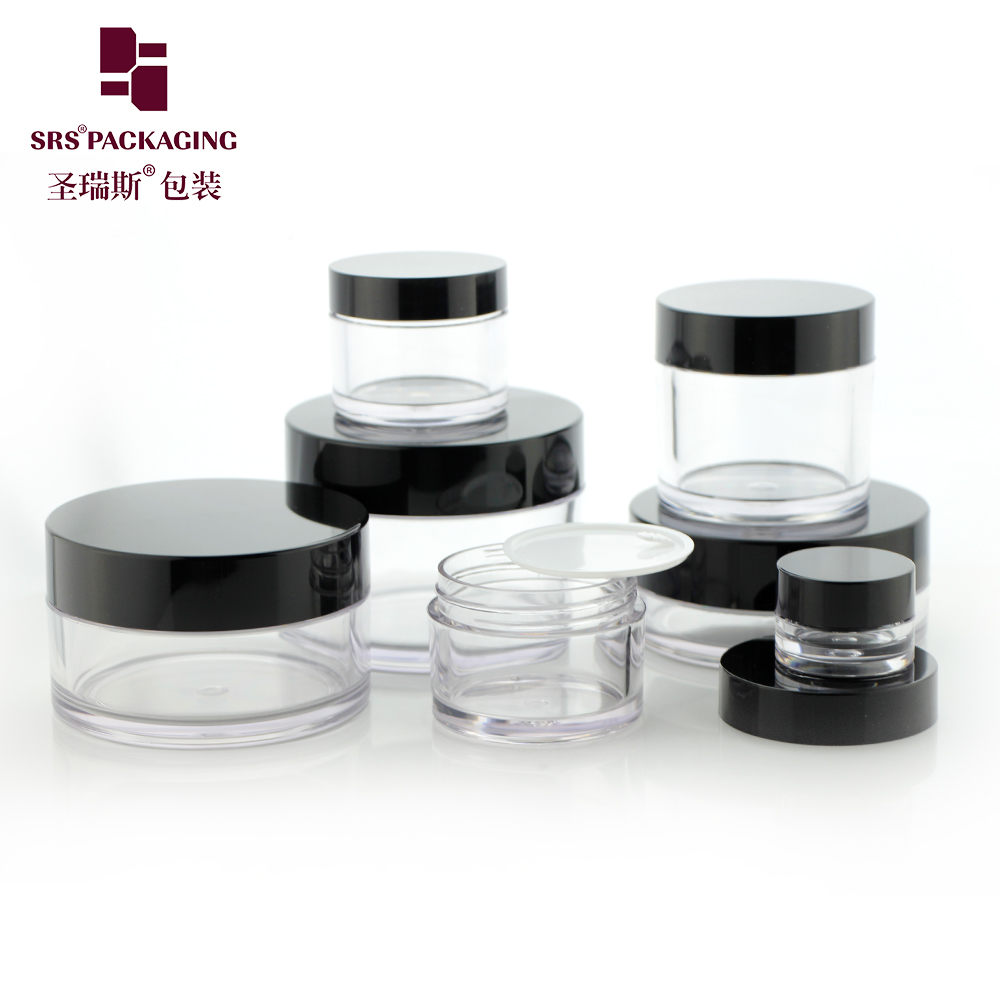 Different capacities transparent custom color petg cosmetic jars with logo printing