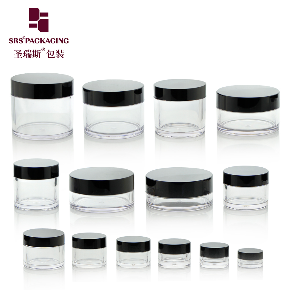 Different capacities transparent custom color petg cosmetic jars with logo printing