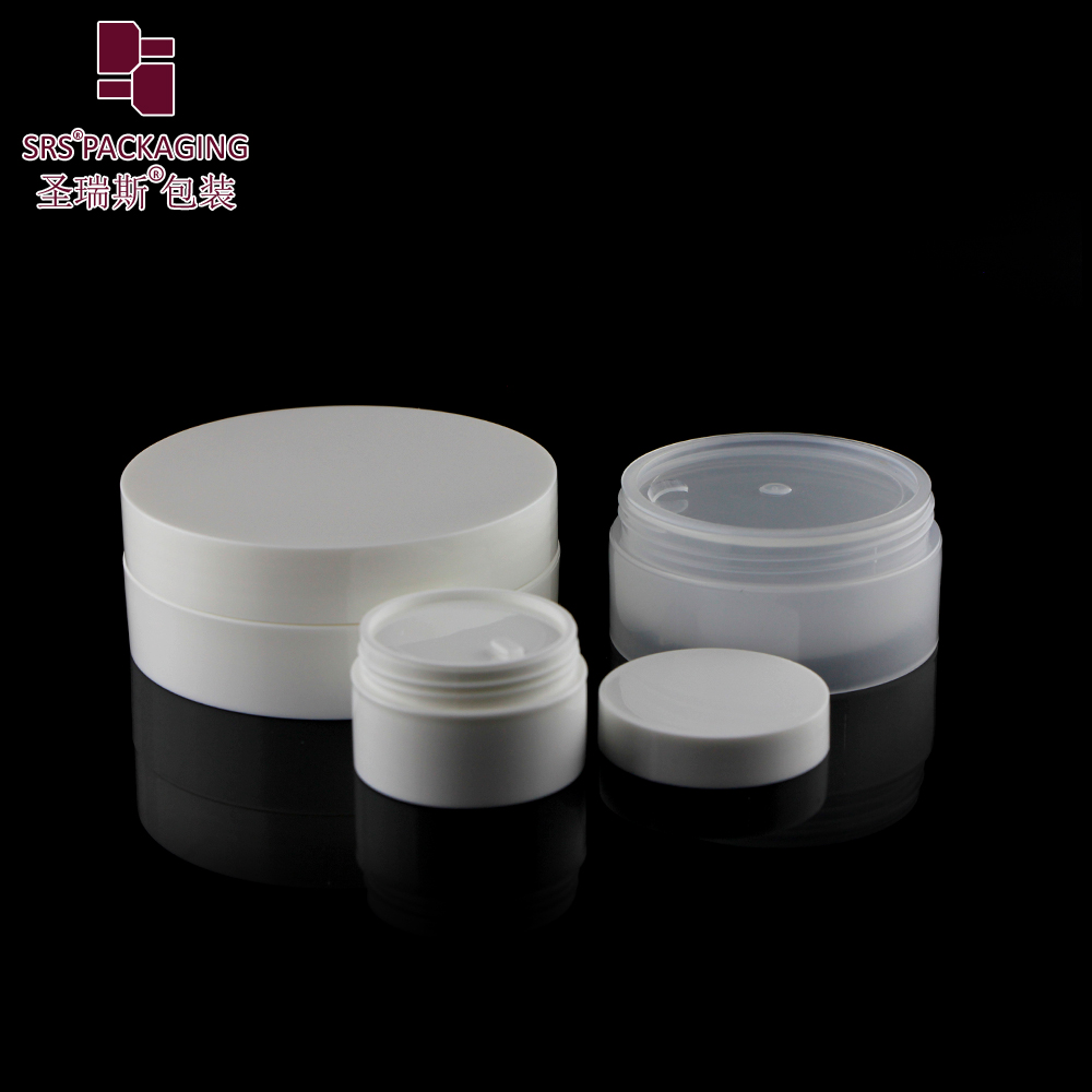 SRSG Hot selling Glossy Single wall PP jar series straight Jar and straight cap PP Cream Jars cream container