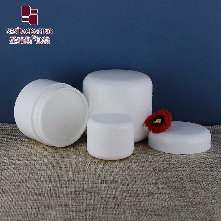 SRSL Wholesale Glossy White double wall plastic cosmetic cream jar for personal care packaging