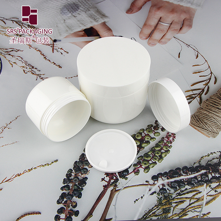 SRSL1 High Quality PP Plastic Jars Double Wall Glossy White Custom Printing Jar 8G 15G 30G 50G 100G 150G 200G 250G