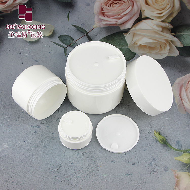 SRSL1 High Quality PP Plastic Jars Double Wall Glossy White Custom Printing Jar 8G 15G 30G 50G 100G 150G 200G 250G