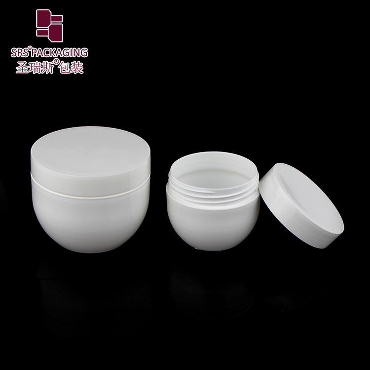 SRSM Empty white plastic cream jar 100ml 50ml bowl shape 100% PCR recycled material cosmetic container