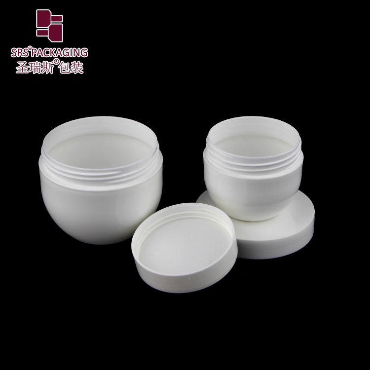 SRSM Empty white plastic cream jar 100ml 50ml bowl shape 100% PCR recycled material cosmetic container