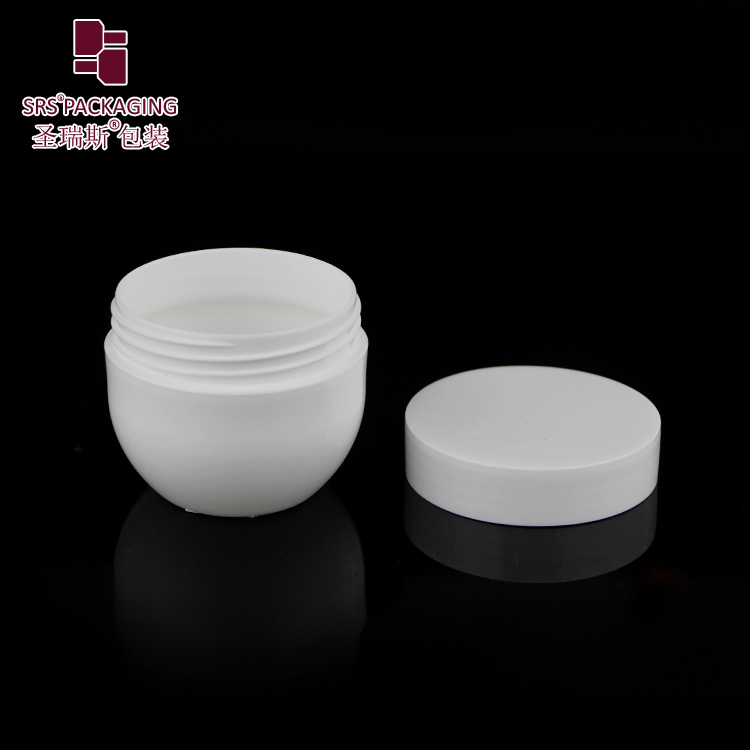 SRSM Empty white plastic cream jar 100ml 50ml bowl shape 100% PCR recycled material cosmetic container