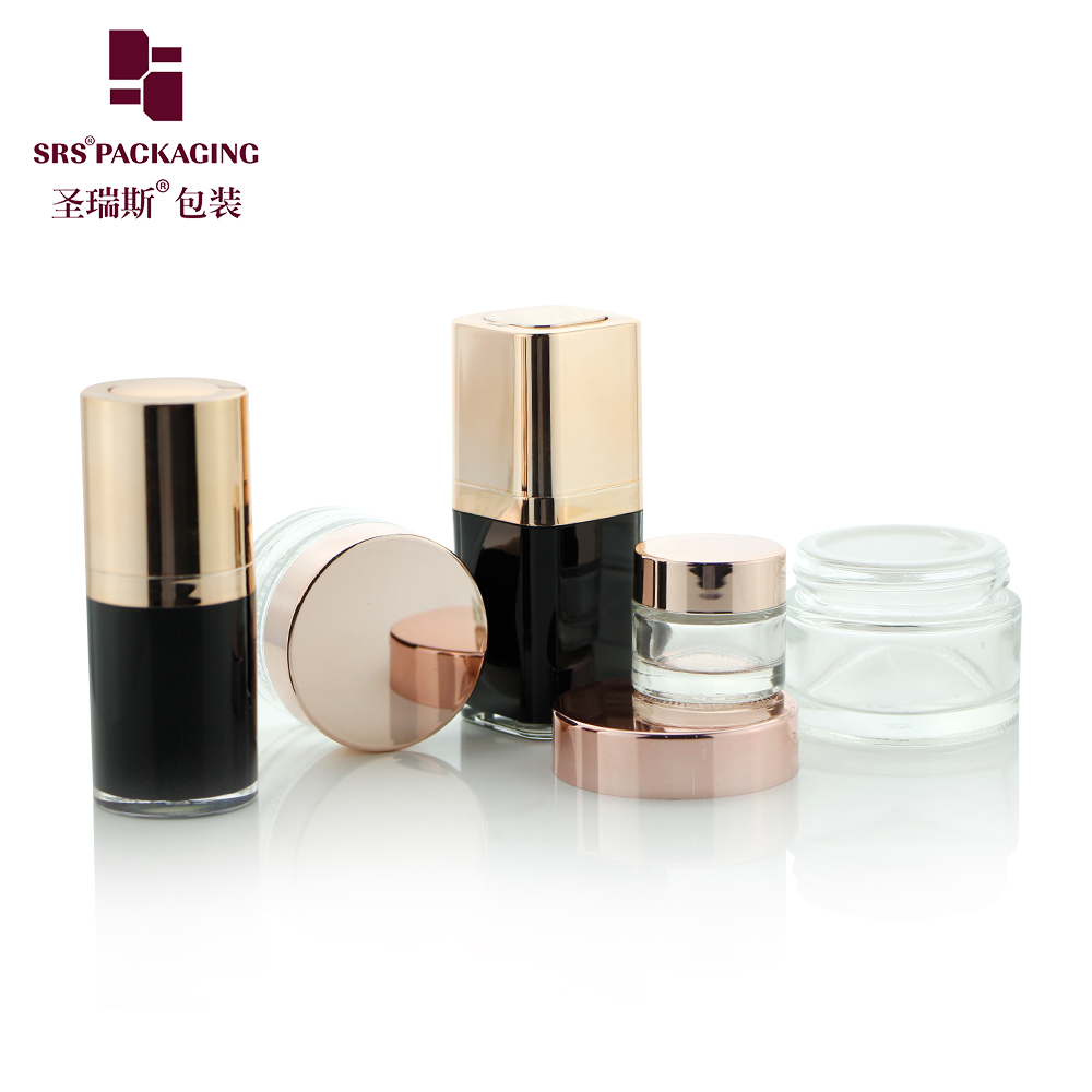 J319 Customized cosmetic glass cream jars 5ml 10ml 15ml 30ml 50ml clear jar with rose gold cap