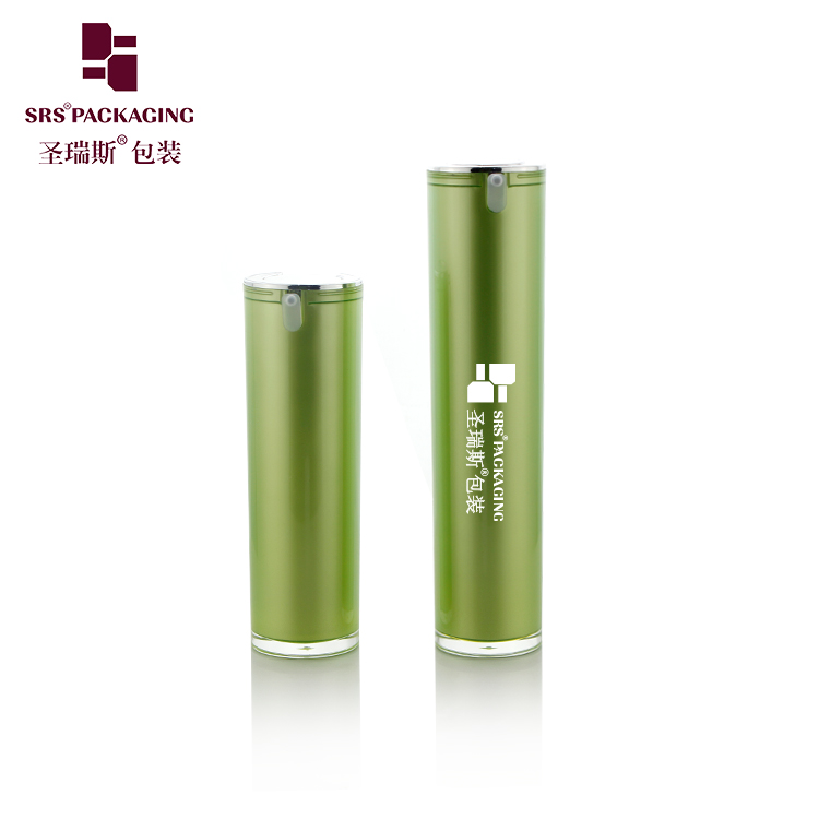 L024 Custom green color 15ml 30ml 50ml acrylic double wall cosmetic serum pump bottles