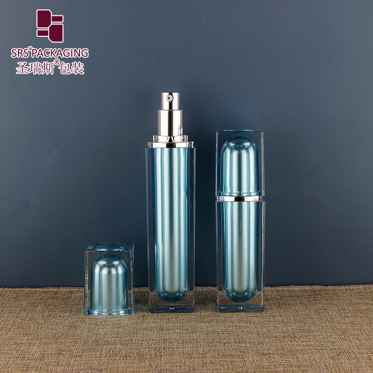 L059 Luxury cosmetic container double wall acrylic square shape lotion bottle for skincare