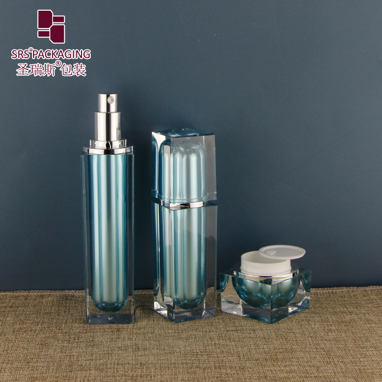 L059 Luxury cosmetic container double wall acrylic square shape lotion bottle for skincare