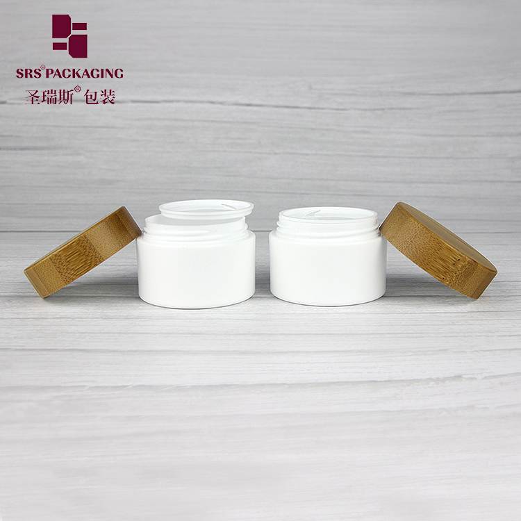 Custom 15g Double Wall PP Plastic Jar With Natural Bamboo Screw Cap Empty Cosmetic Cream Packaging Jars