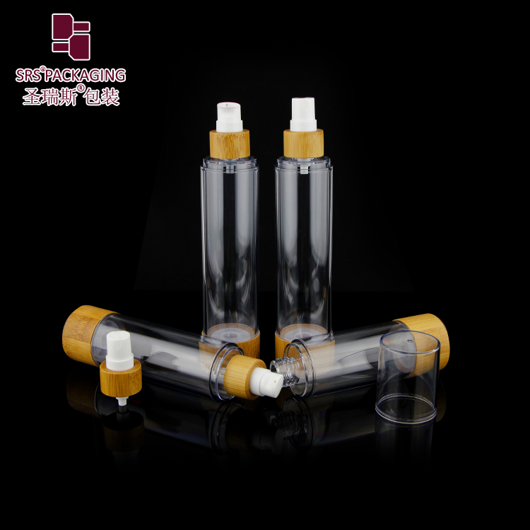 BA027 Eco-friendly Bamboo Packaging Airless Pump Bottles for Skin Care Cosmetics 20ml 30ml 50ml 80ml 100ml