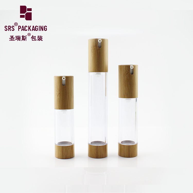 BTA021B Eco-friendly Bamboo packaging cosmetic airless cream pump bottle 15ml 30ml 50ml