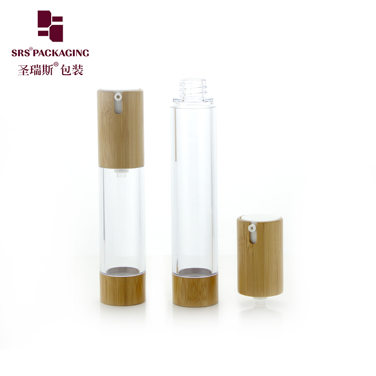 BTA021B Eco-friendly Bamboo packaging cosmetic airless cream pump bottle 15ml 30ml 50ml