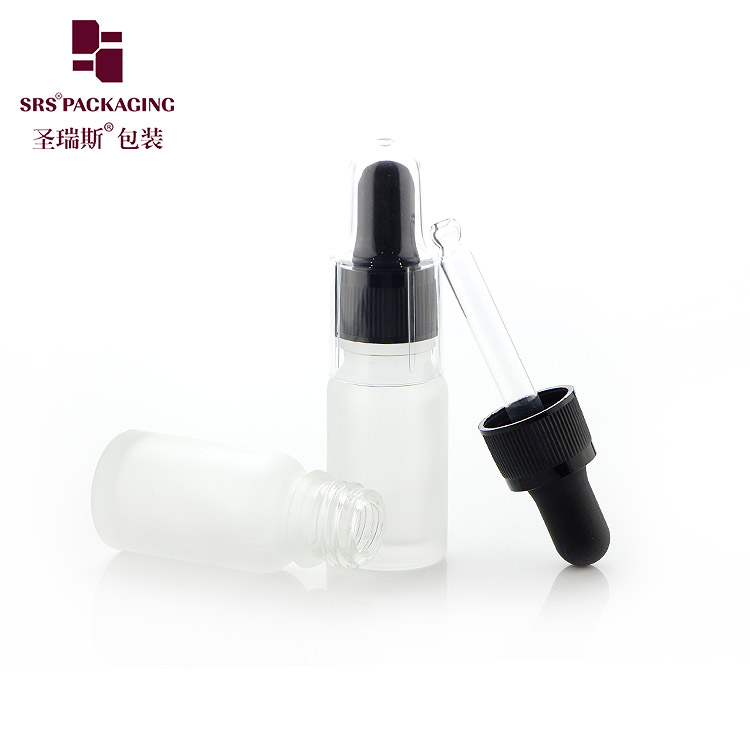 Frosting Clear 10ml Glass dropper Bottles customized Essential Oil cosmetic packaging