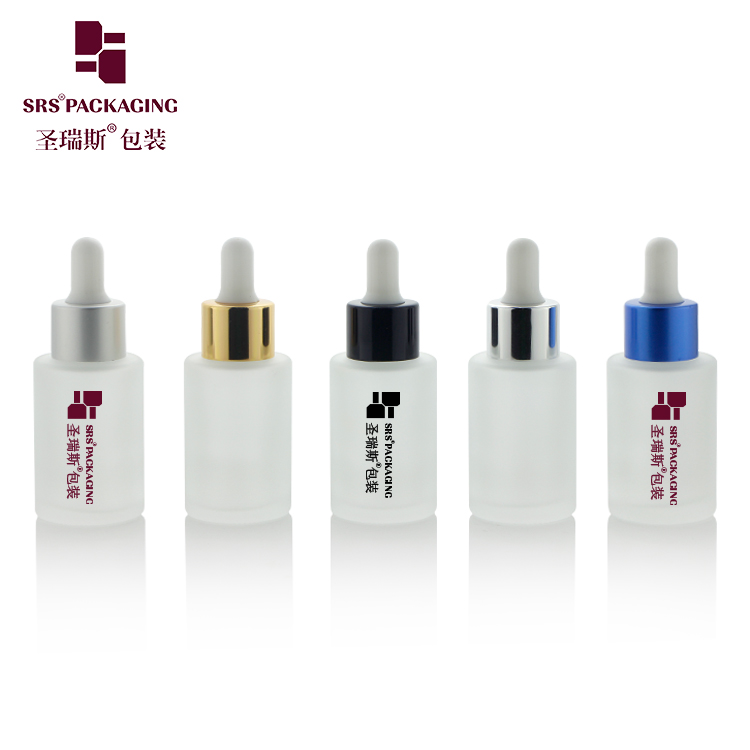 PAG008 Round Paint Frost White Empty Cosmetic Packaging Glass Dropper Bottles 30 ml