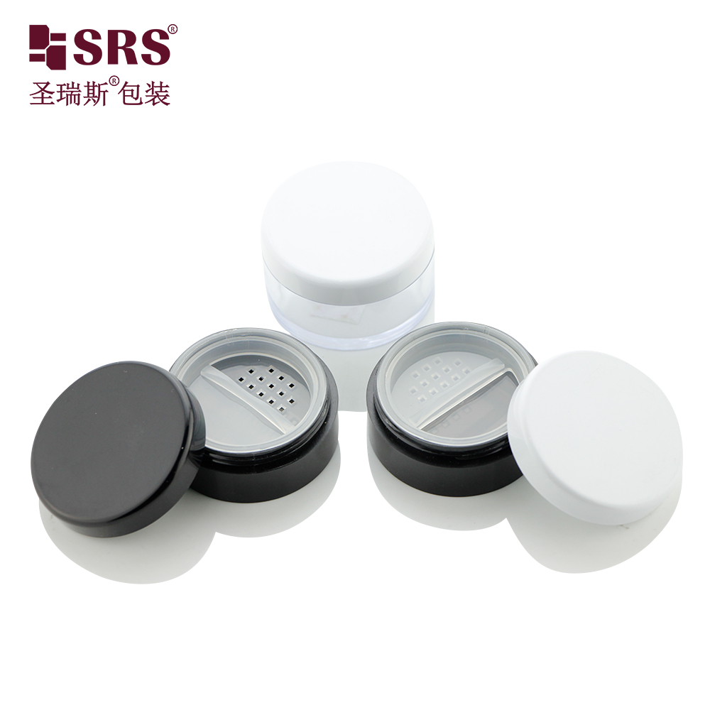 S026 Empty 10g 20g AS Powder Jar With Sifter Loose Powder Container Rotary Mesh Round Shape