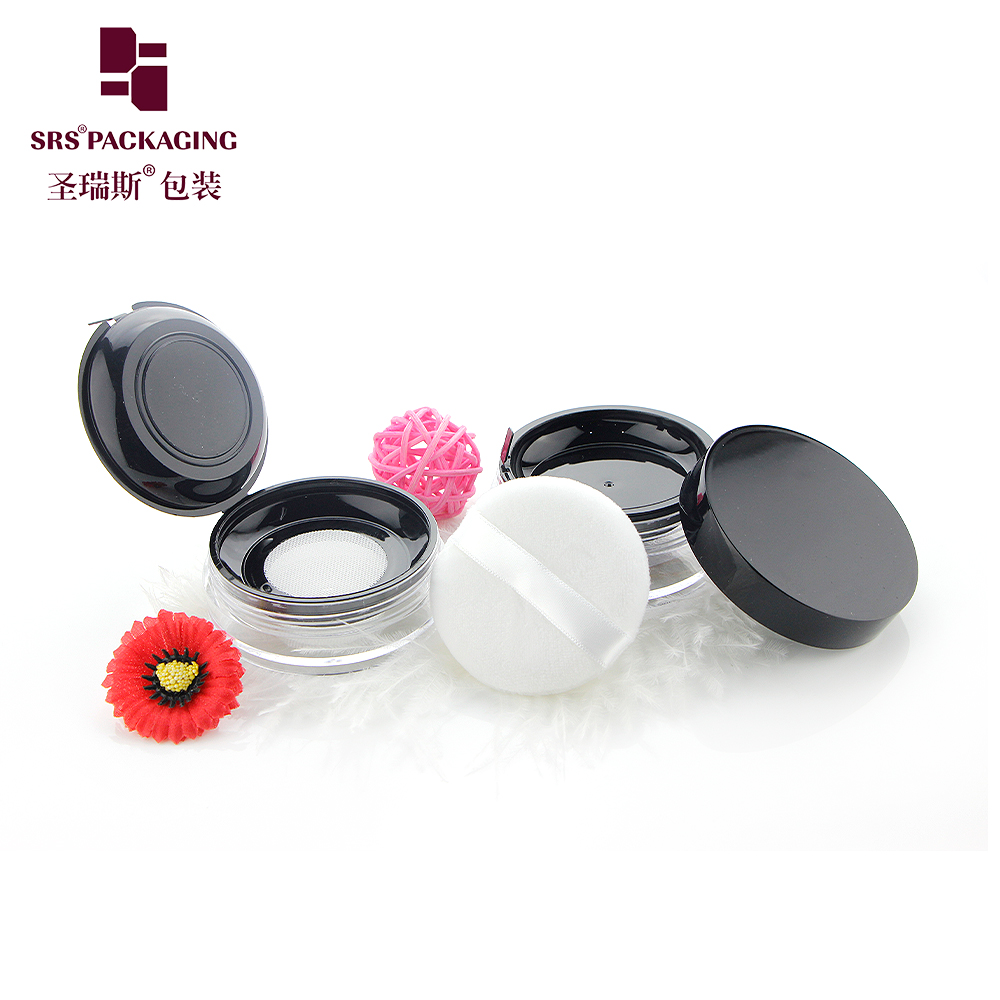 S028F Empty Loose Powder Case Facial Blusher jar with Puff Elastic mesh yarn loose powder jars 10g 20g