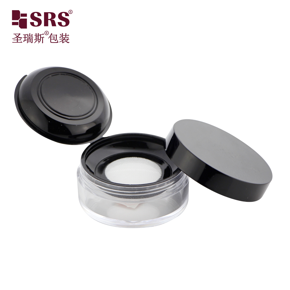 S028F Empty Loose Powder Case Facial Blusher jar with Puff Elastic mesh yarn loose powder jars 10g 20g