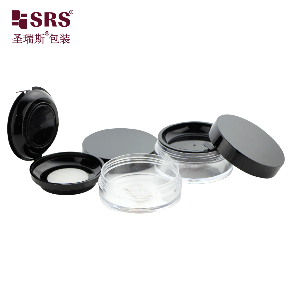 S028F Empty Loose Powder Case Facial Blusher jar with Puff Elastic mesh yarn loose powder jars 10g 20g