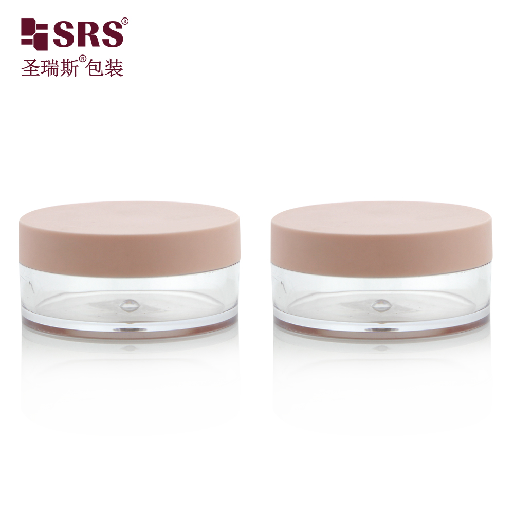 S028H Hot sale 20g empty glitter loose powder jar round plastic cosmetic case pink with sifter and mirror