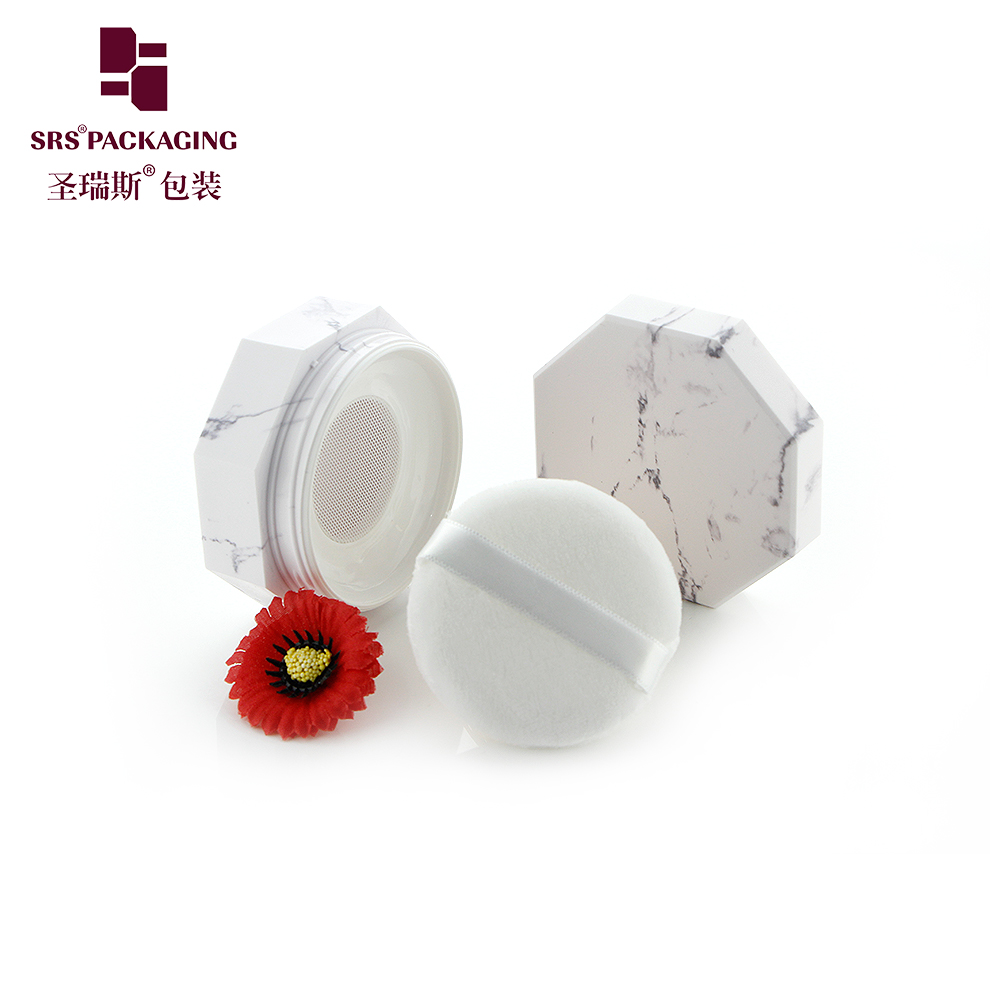 S029G High quality 10g 20g custom hexagonal marble design empty compact loose powder container case