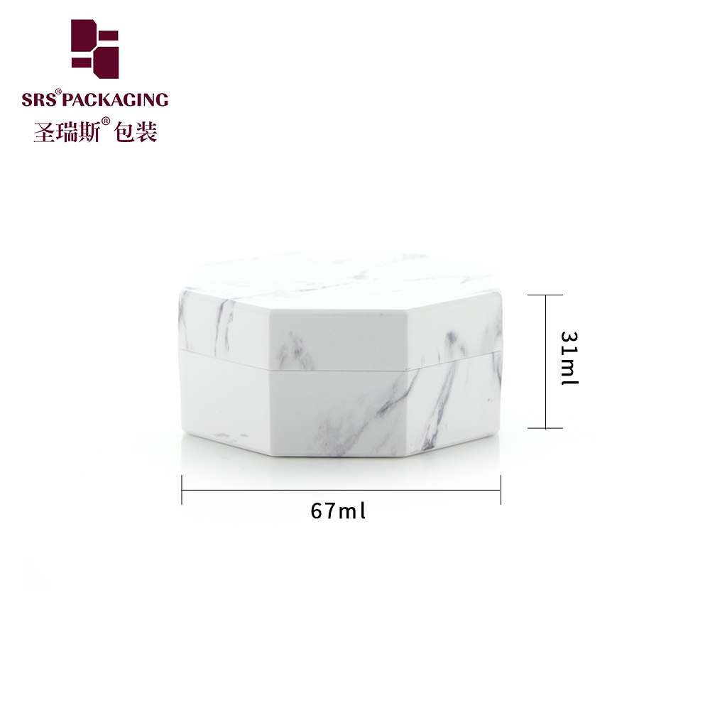 S029G High quality 10g 20g custom hexagonal marble design empty compact loose powder container case