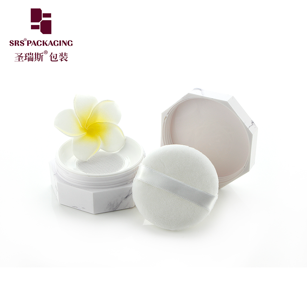 S029G High quality 10g 20g custom hexagonal marble design empty compact loose powder container case