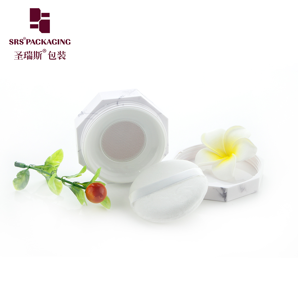 S029G High quality 10g 20g custom hexagonal marble design empty compact loose powder container case