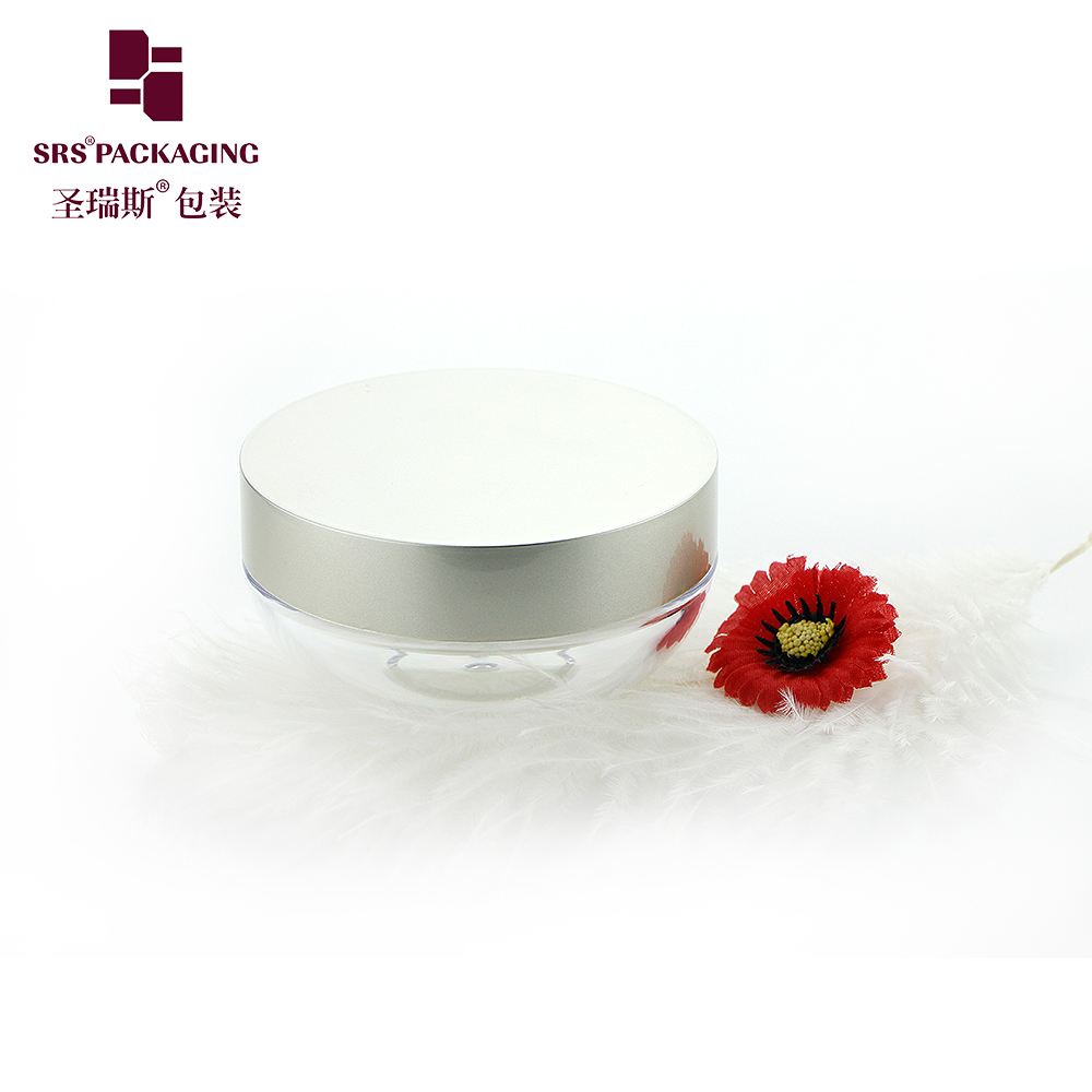 Wholesale Empty Transparent Loose Powder Jar 20g With Luxury Champagne Lid and Soft Puff