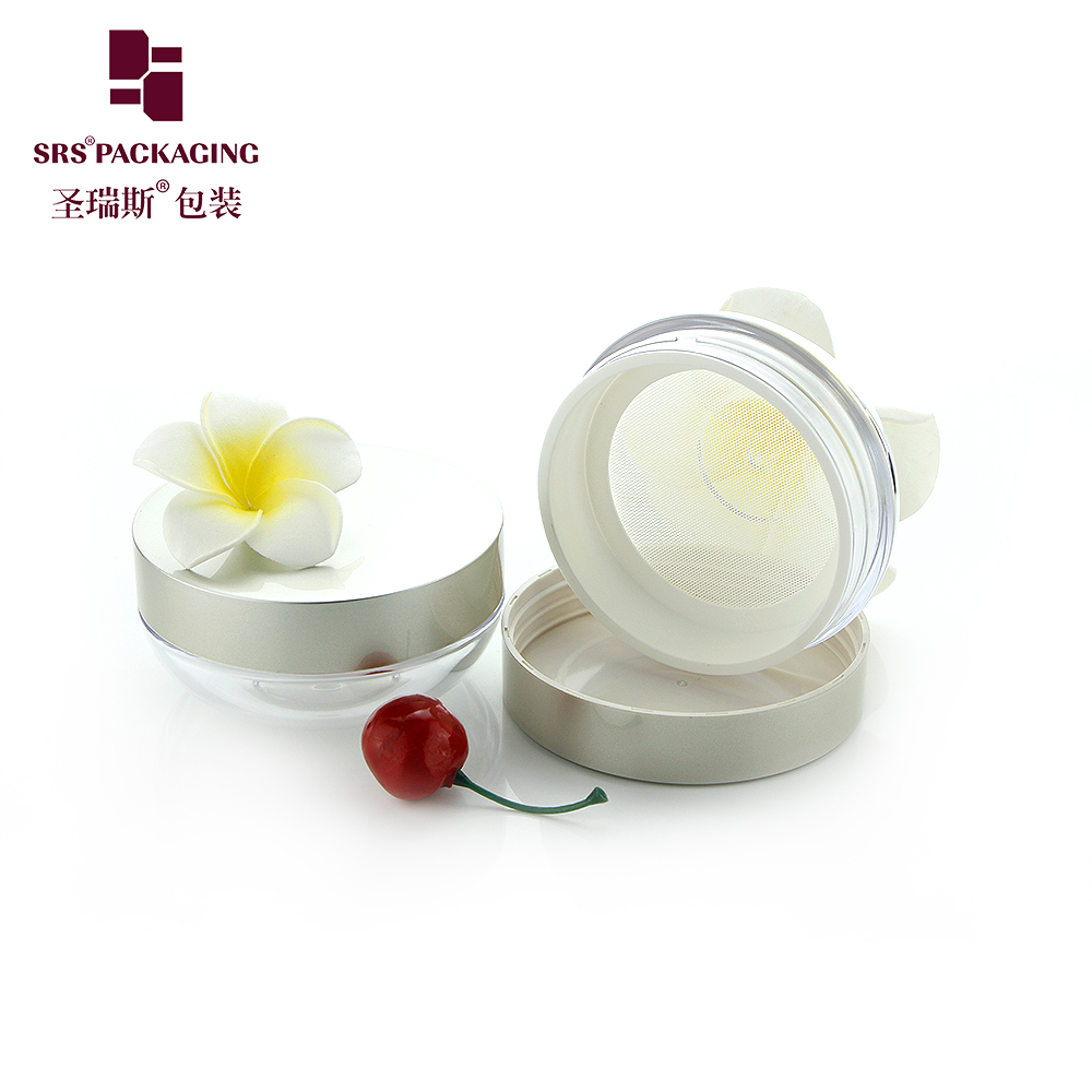 Wholesale Empty Transparent Loose Powder Jar 20g With Luxury Champagne Lid and Soft Puff