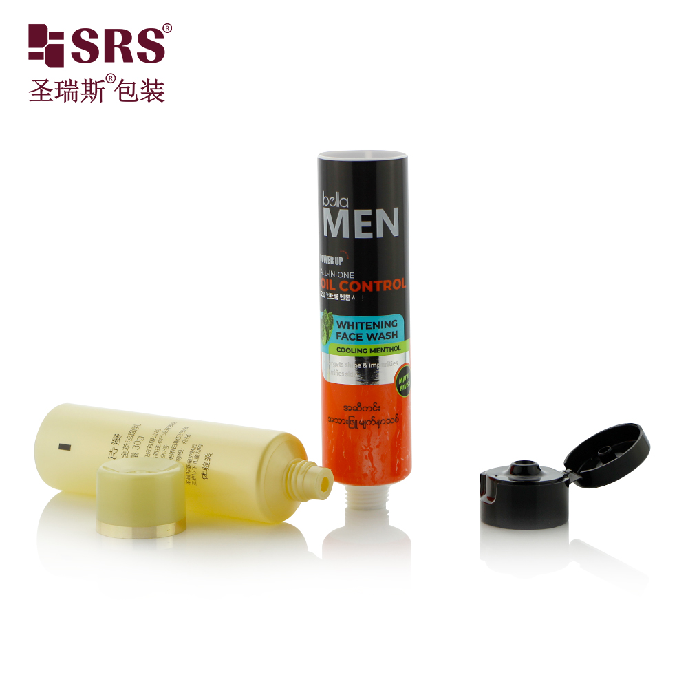 Custom color white cosmetic tube 30ml 50ml 80ml flip cap pump roller ball empty cosmetic packaging