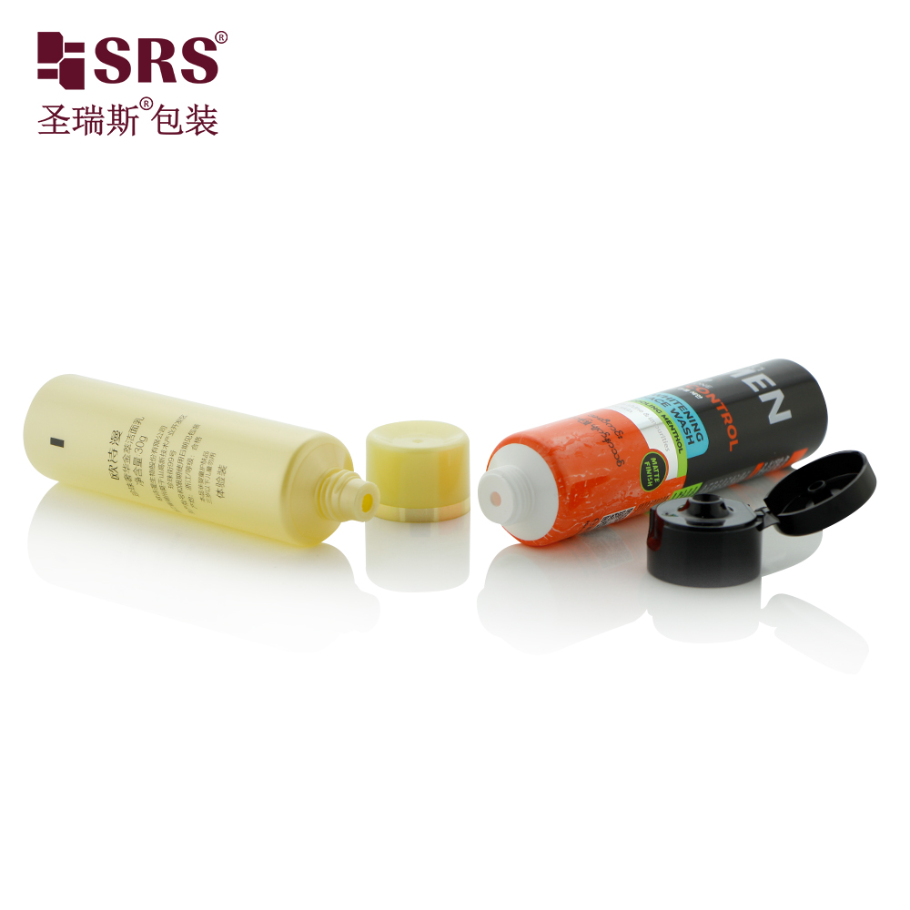 Custom color white cosmetic tube 30ml 50ml 80ml flip cap pump roller ball empty cosmetic packaging