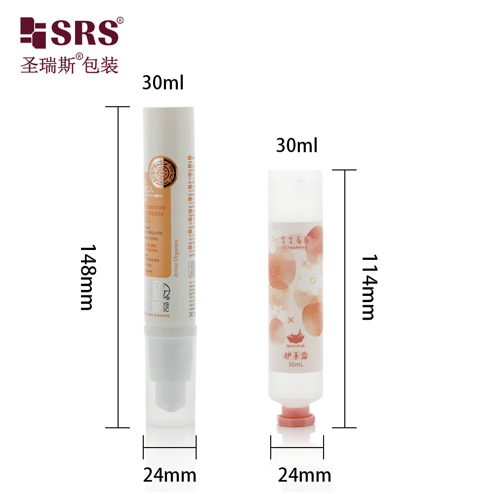 Offset Printing Pink Flower Pattern Soft Tube PE Tube Container For Hand Cream Hand Moisturizer Octagonal Screw Cap