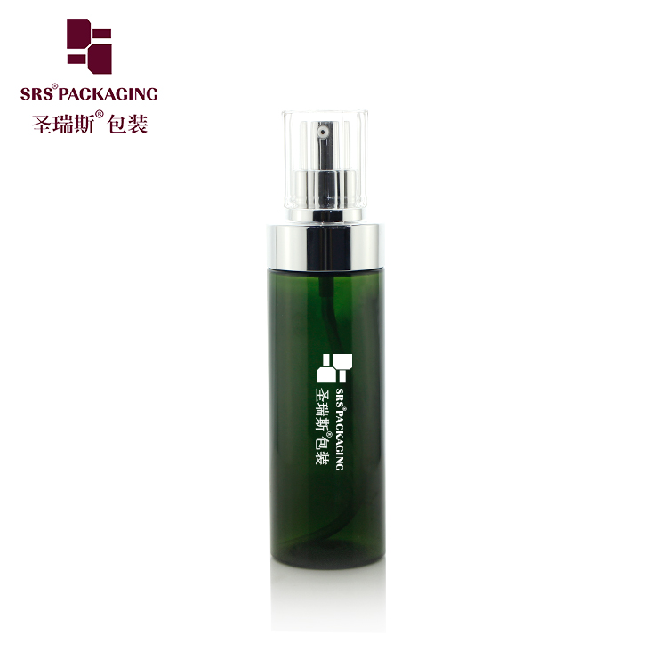 Custom Eco-friendly 120ml PET Plastic Green Cosmetic Cream Gel Bottle with Lotion Pump